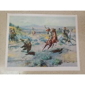 Roping a Grizzly by Charles Russell CM Russel approx 9 x 11.5 Print